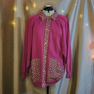 Helen McGreevy, Plum, Maroon, Cardigan, Handmade, Size: M